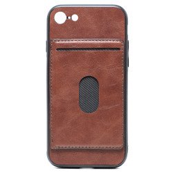 iPhone 8 Plus / 7 Plus Leather Style Kickstand Card Case with Magnetic Hold (Brown)